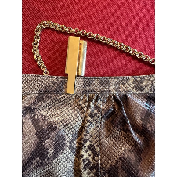 Perlina Python Embossed Leather Shoulder Purse - Picture 3 of 14